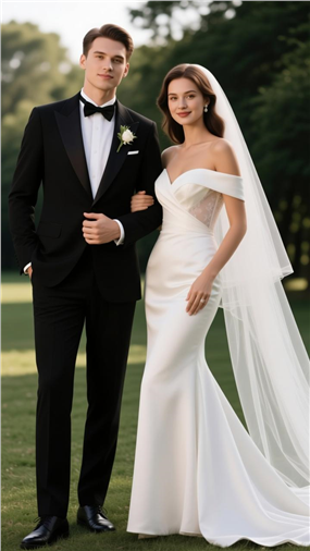 户外草地欧美情侣婚纱写真摄影